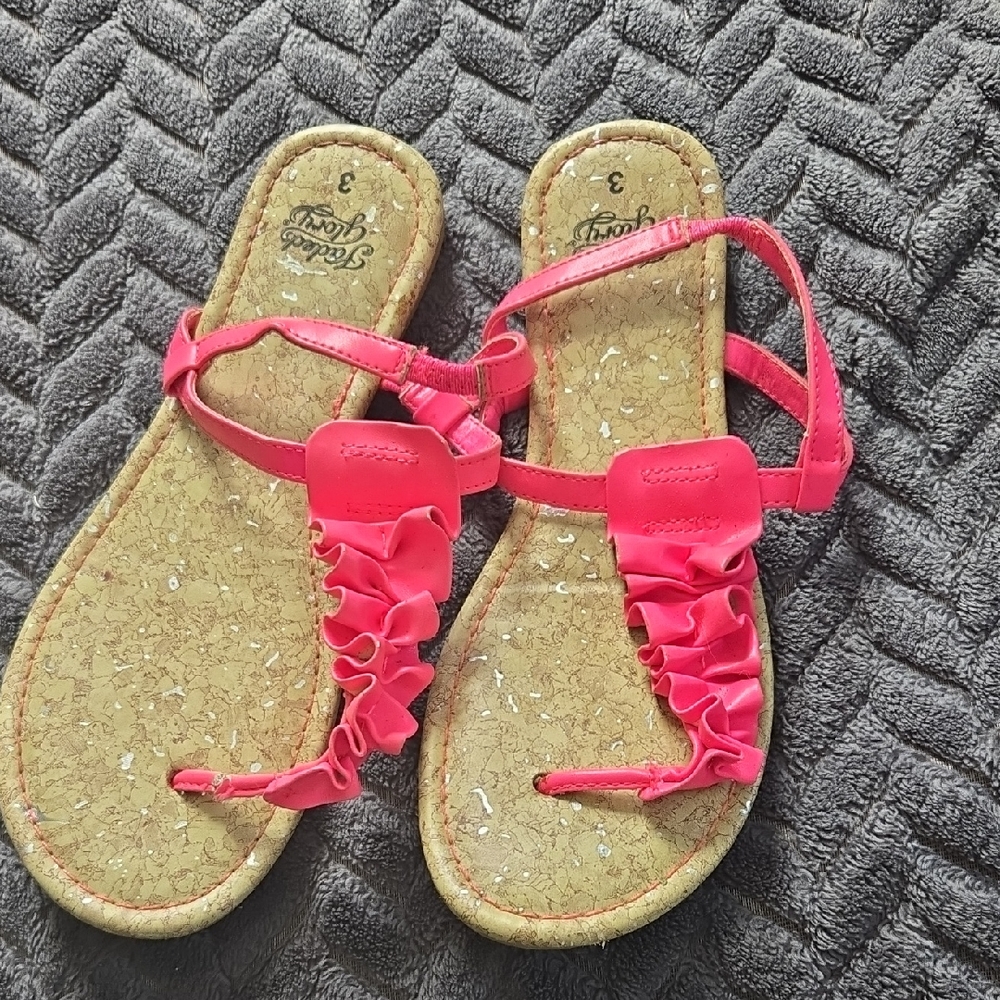 Faded Glory Bright Pink Ruffle Sandals